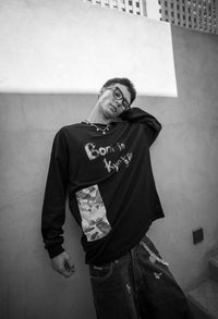« HANDPAINT » T-shirt à manches longues oversize à effet peinture
